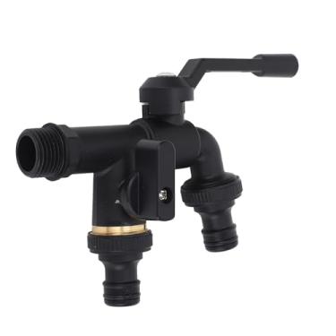 Imagem de FTVOGUE Torneira de água Com Torneiras Duplas para Exterior, Entrada de 3/4 pol., Saídas de 25 Mm, Montada na Parede, Latão, à Prova de Gelo, Torneira de Jardim Preta para Irrigação