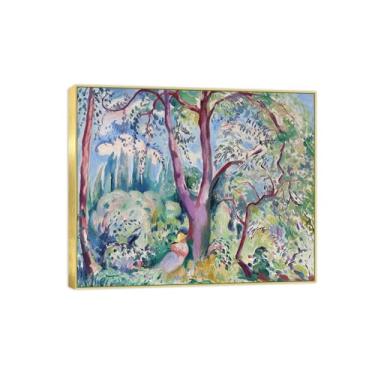 Imagem de BMZFYBS Famosa imagem de paisagem de arte de parede - impressões em tela - paisagem 5 - pintura de moldura dourada para sala de estar banheiro decoração de casa 30 x 35 cm 12 x 13 polegadas