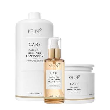 Imagem de Kit Keune Care Satin Oil Shampoo Litro Máscara P e Satin Oil (3 produt