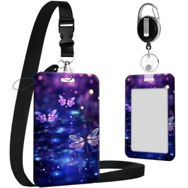 Imagem de Porta-crachá de identificação com cordão, porta-cartões de identificação retráteis com cordão removível e carretéis de crachá, suporte de cartão de plástico para professores, enfermeiras, estudantes