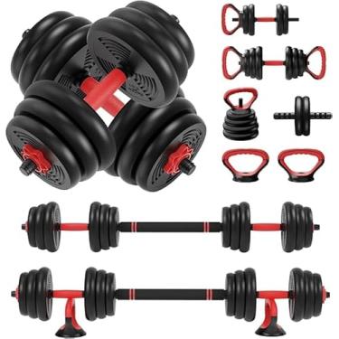 Imagem de Kit Dumbbell Halter 10kg Ajustável Academia Musculação Para Braço Costa Peitoral Treino exercicio Kettlebell
