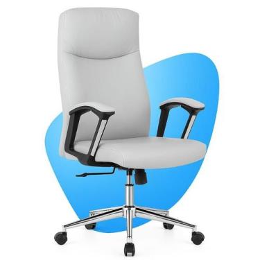 Imagem de Cadeira de Escritório Presidente Moob Lisboa Cinza Ergonômica Base Cro