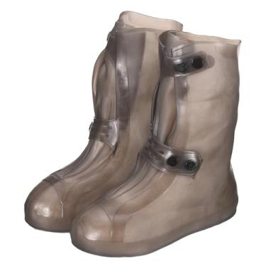 Imagem de HARFINGTON Capa impermeável para sapatos G (EUA 6) antiderrapante TPE reutilizável galochas protetores de sapato de chuva com fivela dupla para homens mulheres chuvoso ao ar livre, marrom