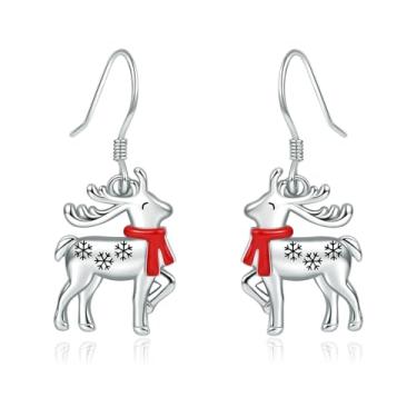 Imagem de Brincos de rena de Natal, joias de prata esterlina 925 para mulheres, presente de Natal/Ano Novo