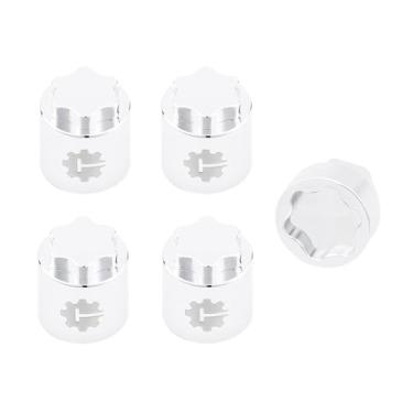 Imagem de TCRC 4PCS Aluminum M4 Nut Wheel Hub Center Cap Manual Locking Hubs for 1/10 RC Traxxas TRX4 Axial SCX10 D90 Tamiya MST Redcat,Chrome