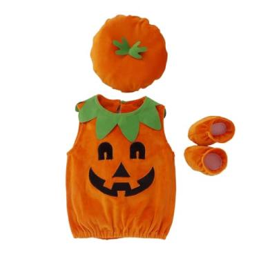 Imagem de Bagilaanoe Macacão infantil para bebês, meninos, meninas, Halloween, abóbora, macaquinho de Halloween (A-Laranja, 1-2 anos)