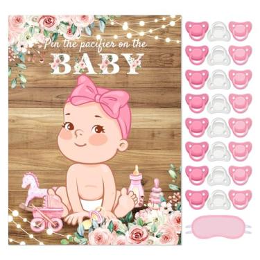 Imagem de Faccito Pin The Pacifier Jogo de Chá de Bebê Decorações de Festa de Chá de Bebê Inclui Pôster Grande 24 Adesivos de Chupeta Conjunto de Jogos para Decoração de Festa de Aniversário (Country Girl)