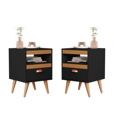 Imagem de Kit Mesa Cabeceira 2 Unidades Preto Ype Preto