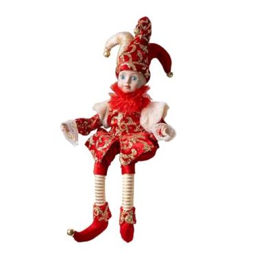 Imagem de Fiocias Decoração de Natal: Boneco de Palhaço, Enfeite de Mesa para Prateleira Ou Janela, Vermelho, Tamanho real