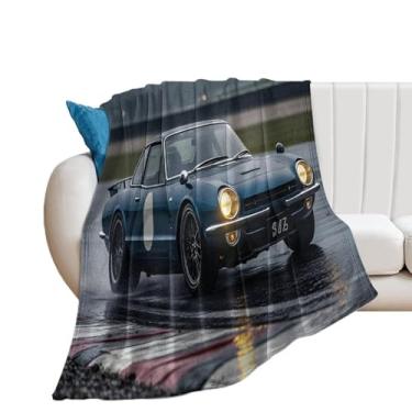 Imagem de HouLaiZhe Cobertor super macio de flanela retrô clássico carro vintage estático legal leve cobertor refrescante para sofá-cama cadeira sofá carro viagem ao ar livre leve quente 127 cm x 178 cm