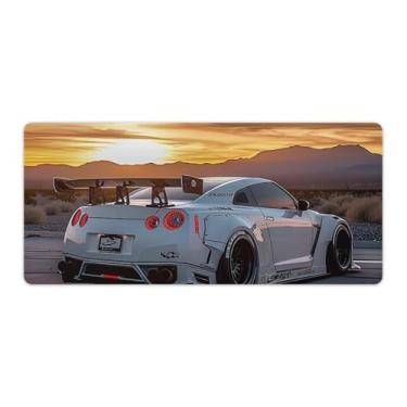 Imagem de HouLaiZhe Tapetes de mouse brancos JDM Car R35 Sunset Gaming JDM Car Desk Pads grandes para teclado de mesa, computador, 40 x 90 cm
