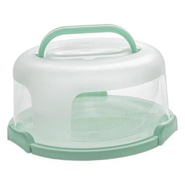 Imagem de Baoblaze Recipiente para bolo de 25 cm com tampa em forma de cúpula, alça para transporte, caixa para armazenar cupcakes e tortas com tampa hermética, suporte, Verde
