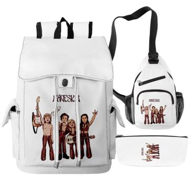Imagem de Mochila escolar Maneskins 3D Print 3 unidades/conjunto para crianças branca