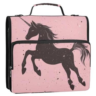 Imagem de Wassud Fichário de cavalo preto com 3 anéis com alça de ombro e alça de vários bolsos expansível organizador de pasta de arquivo