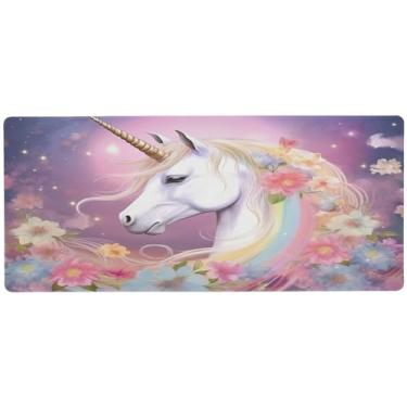 Imagem de Wassud Lindo mouse pad de cavalo para jogos com base de borracha antiderrapante, mouse pad longo para teclado de computador com borda costurada, almofada grande à prova d'água para escritório, casa