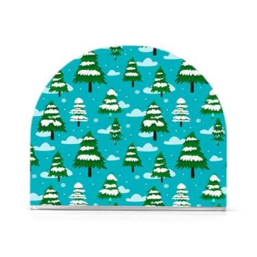 Imagem de Qilmy Bonito suporte de guardanapo de acrílico para árvore de Natal, porta-guardanapos para mesas cozinha restaurante decoração de casa, suporte decorativo moderno para guardanapos de coquetel de