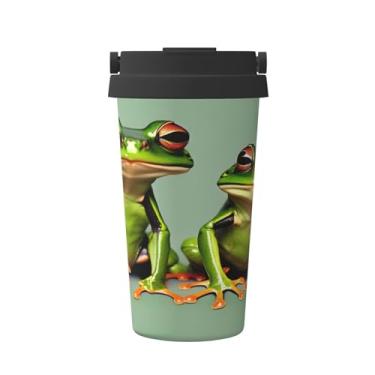 Imagem de Funny Green Frogs 1 caneca de café isolada de transporte de aço inoxidável garrafa de copo de viagem para água quente e fria