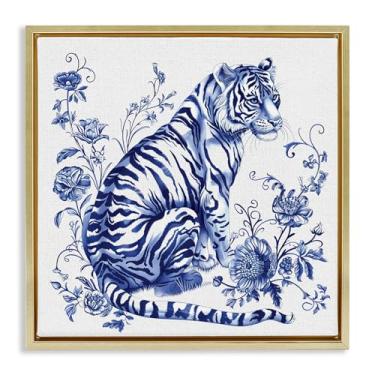 Imagem de Stupell Industries Arte de parede em tela flutuante floral tradicional ornamentada marrom tigre, design por Lettered and Lined, 45 x 45 cm