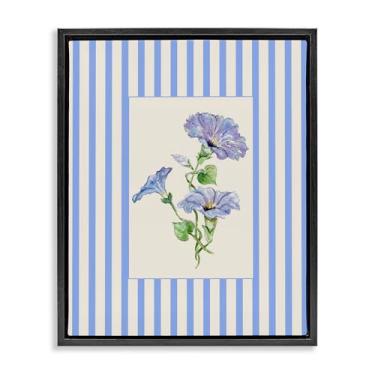 Imagem de Stupell Industries Arte de parede em tela flutuante preta listrada azul Glória da Manhã, design de Lisa Wehmeyer, 80 x 63 cm