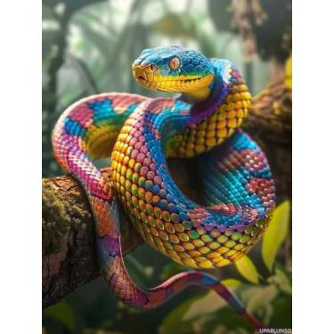 Imagem de UPABLUNSO Kits de pintura de diamante de cobra pintada (30,5 x 40,6 cm) tela de diamante completo faça você mesmo, pintura artística com pedras brilhantes para decoração de quarto, decoração de casa