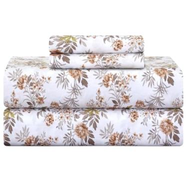 Imagem de Conjunto de lençóis de cama damasco tamanho queen 500 fios com penas e pontos, 100% algodão macio, respirável, 45,7 cm, bolsos profundos, tecido de cetim, listrado, colchão, resort, hotel, luxo