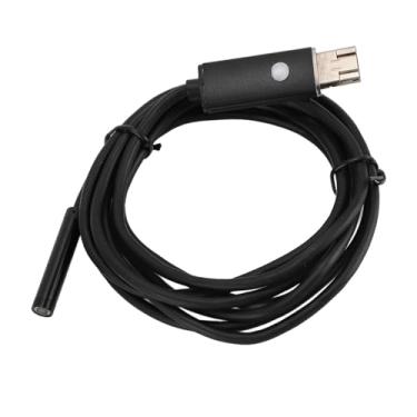 Imagem de Ymiko Câmera de Inspeção USB Com 6 Luzes LED, Cabo Giratório Semi-rígido 360°, Endoscópio à Prova d'água IP67 para Visualização de Smartphones e Tablets (Fio rígido preto de 2 m / 6,6 pés)