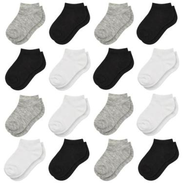 Imagem de Meias De Cano Curto Para Meninos E Meninas, 16 Pares, Meias Escolares 