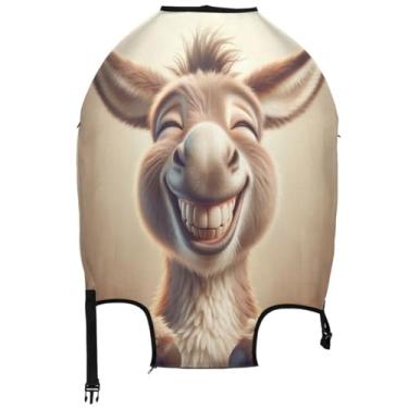 Imagem de Joisal Capas de bagagem para capa protetora de mala de viagem estética acessórios de mala de viagem fofo burro rindo, Lindo burro rindo, M, Fits 22-24 Inch Case, Capa de mala