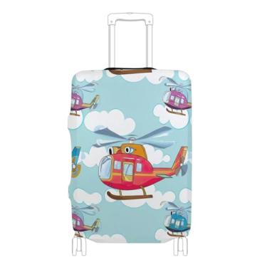 Imagem de Joisal Helicópteros coloridos nuvens céu azul capa protetora de mala linda flor anti-arranhões acessórios de bagagem de viagem, P, serve para capa de 45 a 50 cm, Helicópteros coloridos nuvens céu azul