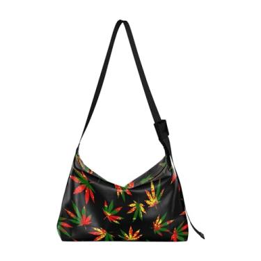 Imagem de Bolsa Hobo Feminina de Couro PU de Ação de Graças Abóbora Folha de Bordo Grande Bolsa Masculina de Couro com Estampa de Folhas, Folhas de bordo coloridas outono