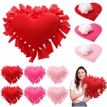 Imagem de Weysat 6 conjuntos de almofadas amarradas, kit de artesanato faça você mesmo, presentes com algodão PP para decoração de festa Vbs Favors Giveaway (43 cm, Dia dos Namorados)