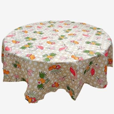 Imagem de Toalha de Mesa Redonda Oxford 1,40m - Alta Durabilidade, Cores Vibrantes e Fácil de Lavar para Sala de Jantar e Festas(Flamingo)