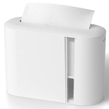 Imagem de Yieach Dispensador de toalha de papel sem toque para bancada, casa, banheiro e cozinha, dispensador de toalha de papel multifuncional comercial branco para dobra Z, dobrado, três dobras, guardanapo