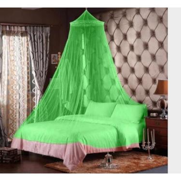 Imagem de Mosquiteiro de Teto com Elástico Filó para Cama Casal Box e Queen | Proteção Contra Mosquitos(verde)