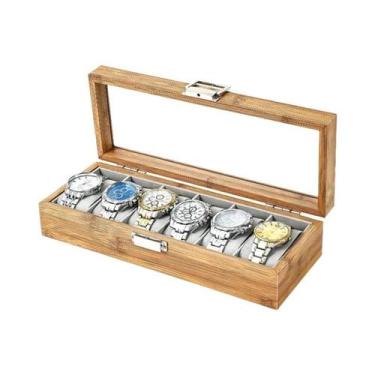 Imagem de Caixa Organizadora De Relógios De Bambu Feita À Mão, Estojo De Exibiçã