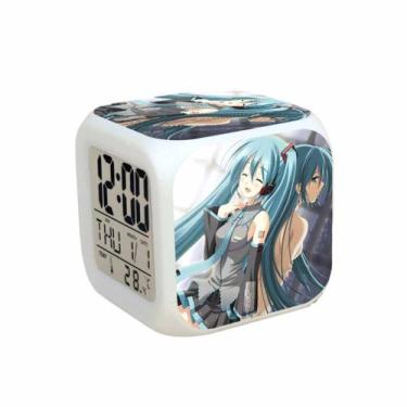 Imagem de Relógio digital LED Hatsune Miku Square com despertador de 8 cm - yiwe