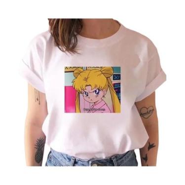 Imagem de Camiseta Feminina Estilo Harajuku Anos 90 Com Estampa De Gato Kawaii, 