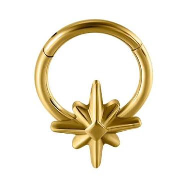 Imagem de Piercing De Titânio Sólido Com Hexagrama, Clicker Articulado Para Sept