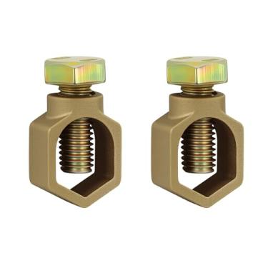 Imagem de Conjunto de grampos de aterramento de cobre, inclui 2 braçadeiras de haste de aterramento (1/5.1 cm – 5/20.3 cm), para conexões de fio terra, vergalhão e tubo de água