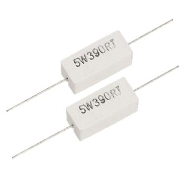 Imagem de VUBBJCRS Resistor de cimento cerâmico 5W 390 ohm 5% 5 watts x 10 peças (5W 390 ohm 5% resistor de cimento cerâmico 5 watts x 10 peças