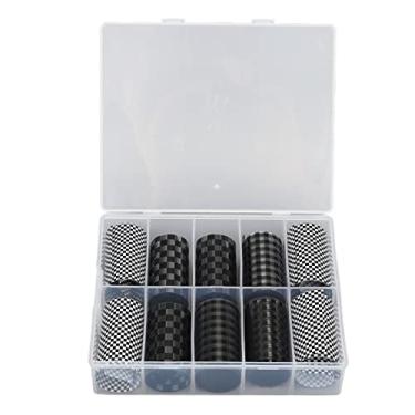 Imagem de Cuofyunl 1 caixa preto branco xadrez etiqueta arte do prego simples elegante seguro diy arte do prego adesivos decalques para casa e salão de beleza