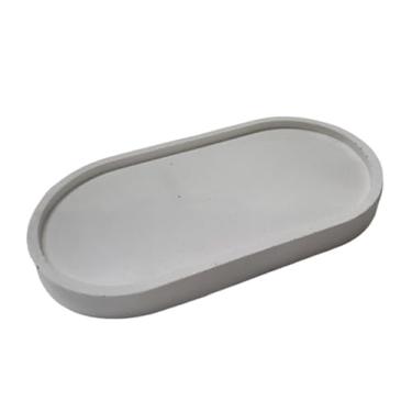 Imagem de Bandeja Decorativa Oval Multiuso | Marmorizado | Kit |Granilite | Porta Jóias | Acessórios | Porta Velas 17.5 cm x 9 cm para Casa Sala Quarto e Ambientes de Decoração Elegante(Off White)