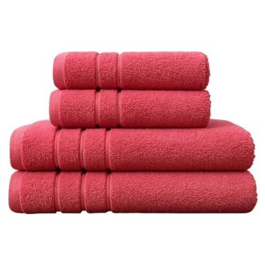 Imagem de Kit 4 Toalhas Algodão (02 Banho + 02 Rosto) - Jogo de Toalhas Super Absorventes 400g Tamanho Grande 70cm x 130cm (TERRACOTA)
