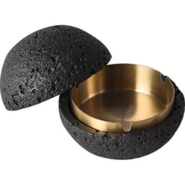 Imagem de Cinzeiro criativo de resina com tampa cinzeiro de cigarro esférico interno e externo à prova de vento e desodorante decoração de casa (tamanho: grande)