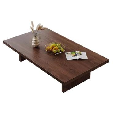 Imagem de Mesa de centro retangular moderna Mesas de centro de madeira de perfil baixo com tampo de 5 cm de espessura para casa, escritório ou apartamento Design minimalista e robusto,Walnut 39.37inch