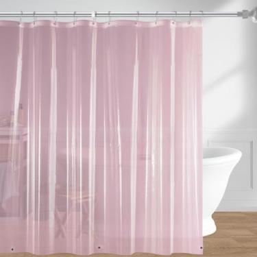 Imagem de downluxe Forro de cortina de chuveiro rosa, forro de chuveiro de plástico leve PEVA com 3 ímãs, cortina de banheiro impermeável de 183 cm x 183 cm