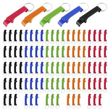 Imagem de UKQRRTC Abridor de garrafas de chaveiro de alumínio, 100 peças, abridor de lata de cerveja, compacto e portátil, fácil de transportar, opções de cores ricas para cozinha, festa, bar
