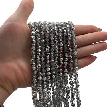 Imagem de Fios de Cristais 6mm para Bijuteria e Artesanato – 10 Fios com ~850 Pedras da Mesma Cor (Prata Cristal)