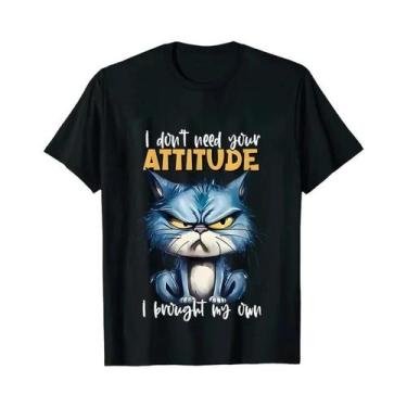 Imagem de Camiseta Feminina Sarcástica Com Gato Enfadonho, Camiseta Engraçada Pa