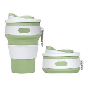 Imagem de Copo de água telescópico para esportes ao ar livre com design dobrável, corpo portátil leve e suporte de hidratação diária verde